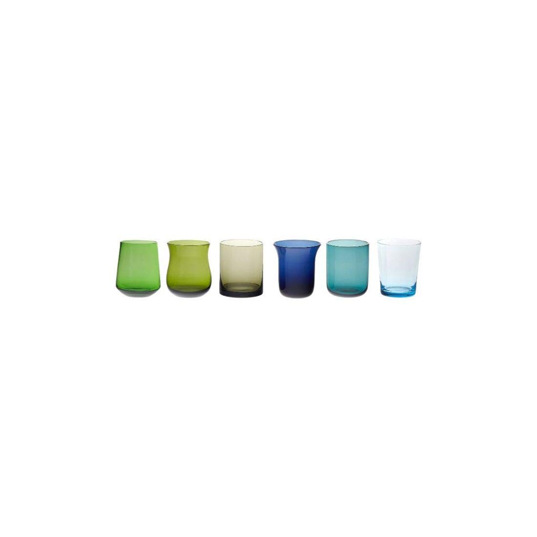 Bitossi Home "DISEGUALE Collezione, Set 6 LIQUORINI Nuance Blu/Verde Assortiti