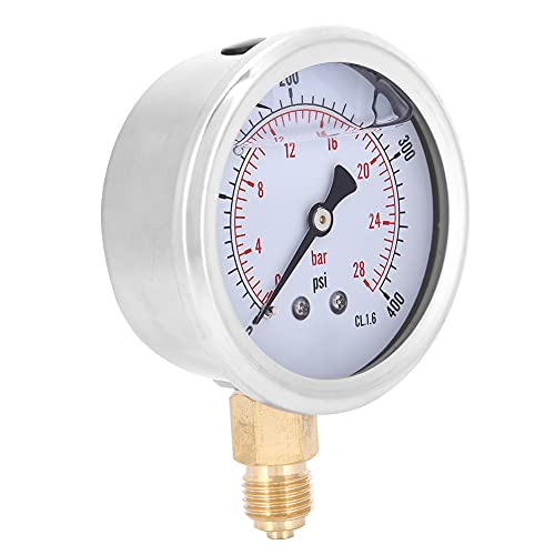 Aumotop Radial Oil Filled Pressure for Machinery, WearResistant Manometer, 0-400psi Y60 for Chemical Industry, Clear Dial Cover