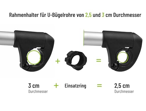 EUFAB 11629 Rahmenhalter abnehmbar kurz Ø 25+30mm, Schwarz/Silber
