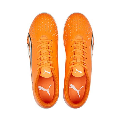 PUMA Mens Ultra Play Turf Trainer Soccer Cleats, Ultra Orange-PUMA Mens White-Blue Glimmer, 94