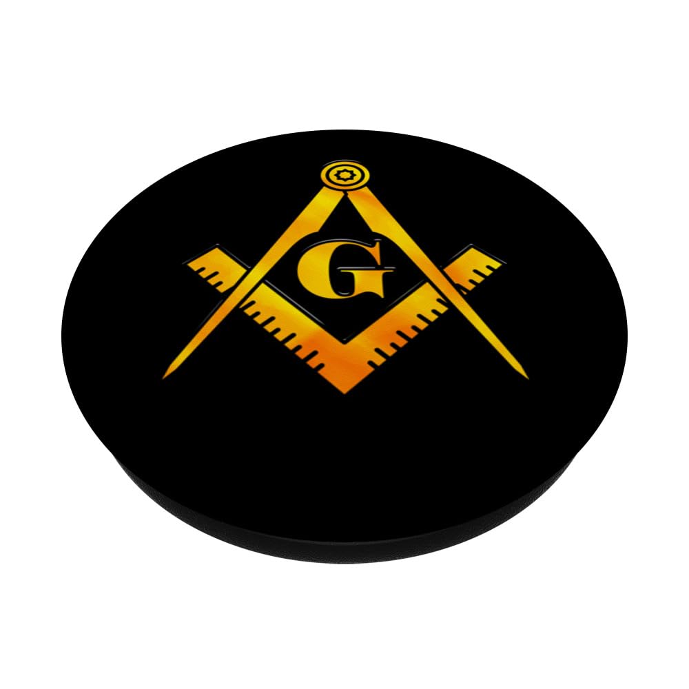 Masonic Shirt for Lodge Square & Compass Symbol, Mason PopSockets Swappable PopGrip, Black - Image 2