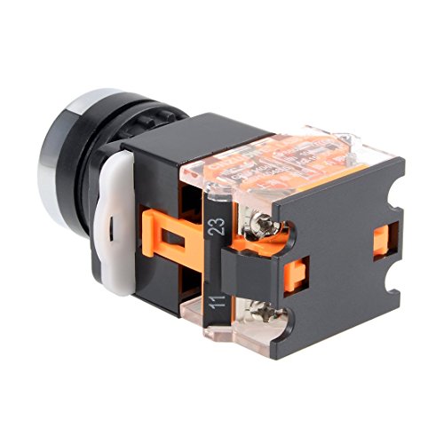 Sourcingmap 22mm Latching Push Button Switch Yellow Round Flat Button DPST 1 NO 1 NC, Yellow Latching-4pin - Image 3