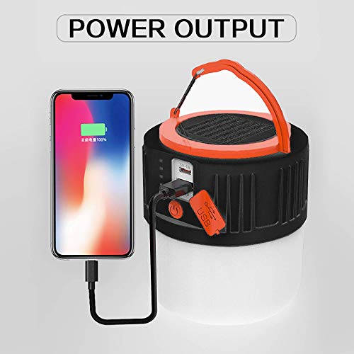 LED Solar Camping Lamp - USB Rechargeable Camping Lantern Rechargeable Portable Garden Lantern Safety Emergency Light Power Bank 6 Modes Waterproof Search Light for Night Fishing Hunting (Black) - Image 6