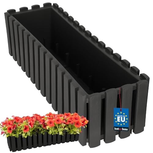 KOTARBAU® Blumenkasten - Blumentopf - 58x18x16 cm - Grau - Kunststoff - Pflanzkasten - Balkonkasten - Pflanzkübel Rechteckig - Übertopf Groß - Blumenkasten Balkon