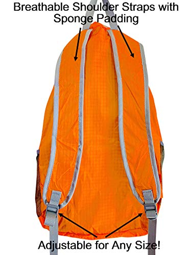 Mochila deportiva plegable naranja, ligera y resistente miniatura 6