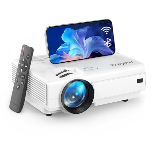 Image of AuKing Projector, 2024 Upgraded Bluetooth Projector, Full HD 1080P Home Theater Video Projector, Compatible with HDMI/USB/AV/Smartphone/TV Box/Laptop