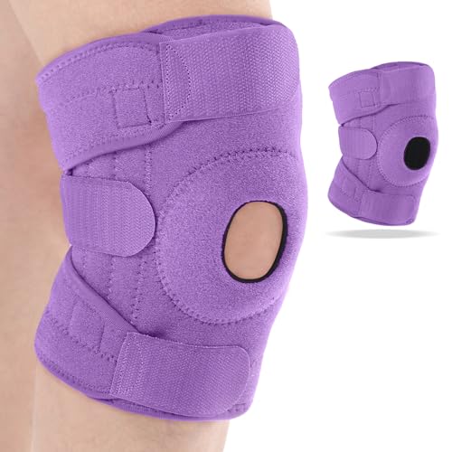 Image of Foilswirl 1 Pcs Kids Knee Brace with Side Stabilizers,Purple | Patella Gel Pad Opening, Adjustable Straps Youth Child Knee Brace Support, Meniscus Tear Sports Running