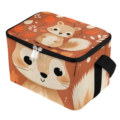 GzLeyigou Lunch Bags for Women Men 9 Cans,Squirrel Hot & Cold Food Delivery Bag Insulated Grocery Bag Insulated Lunch Box Fall Squirrel Cooler Bag for Office Work Picnic Beach