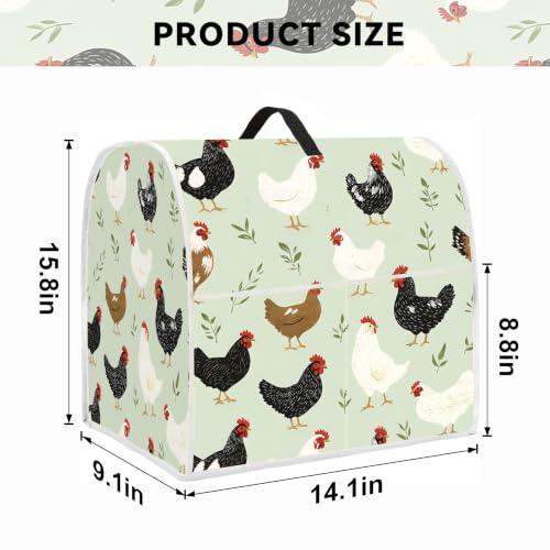 Image of Kitchen Dust Cover Compatible with 4.5 5 6 8 quart Stand Mixer, Kitchen Appliance Protective Covers with Top Handle and Pocket (Farm Chickens, For All 6-8 qt Mixer)