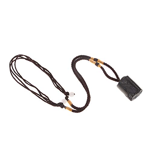 Baoblaze Natural Black Tourmaline Stone Pendant Necklace Tourmaline Amulet Jewelry