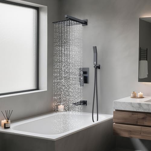 Image of SR SUN RISE 10'' All-Metal Shower System with Tub Spout Handheld Sprayer