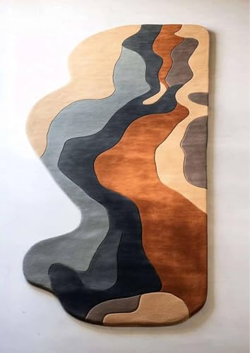 Image of Sifa Carpet Hand Made Natural Woolan Tufted Carpets Irregular Shaped Handmade Area Rugs, for Your Room Multi Color Size 3x5 feet (90x150cm)