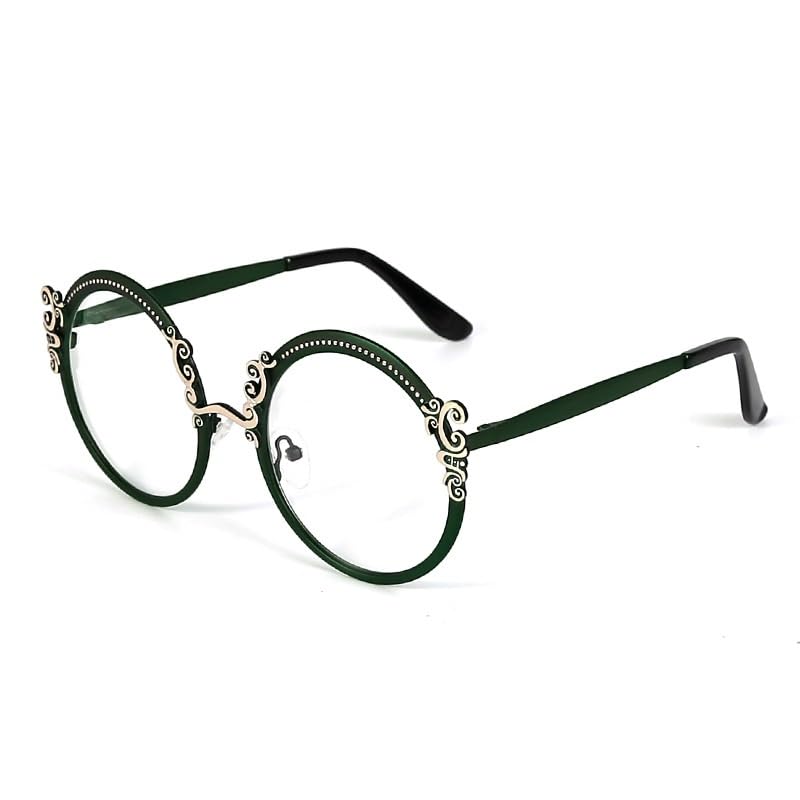 Lunettes de Lecture Rondes élégantes Anti-lumière Bleue for Ordinateur, Anti-Fatigue oculaire, Miroir Plat(C4,1.50)