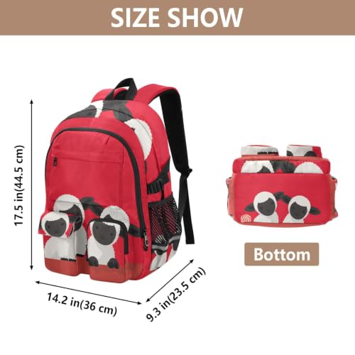 Mochilas para laptop Crazy Farm con estampado de ovejas rojas y blancas para el colegio 3