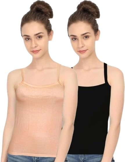 Women Girl's Cotton Blend Pack of 2 Solid Slip Camisoles SetComfortable, Breathable, Lightweight, Skin Friendly-picture-30