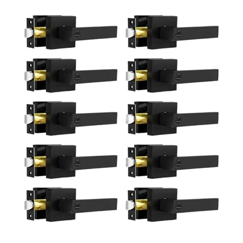 Genérico Juego De 10 Manillas Privacidad For Puertas, Color Negro Mate, Ideales For Dormitorios Y Baños. Cerraduras Interiores Sin Llave Alta Resistencia Con Reversible