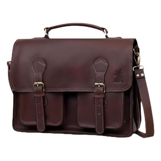 Bolsa mensageiro de couro para homens, pasta vintage feita à mão para laptop e bolsa de ombro masculina, Marrom, 15.6 Inch, Estilo 4