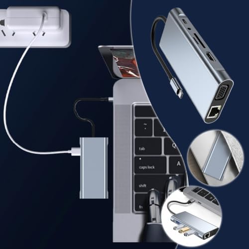 USB C Hub, 11-in-1 USB C to HDMI Adapter with 3840*2160@30Hz for Laptop/Mac — view 3
