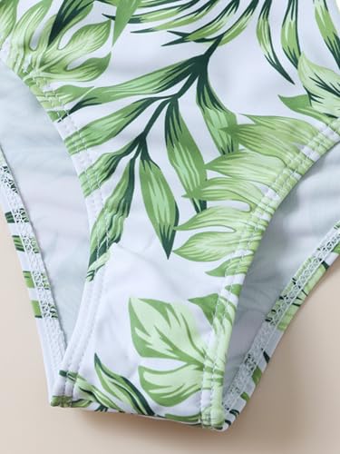 Girl's 2 Piece Bikini Set Tropical Print Bathing Suit High Waist Swimwear4