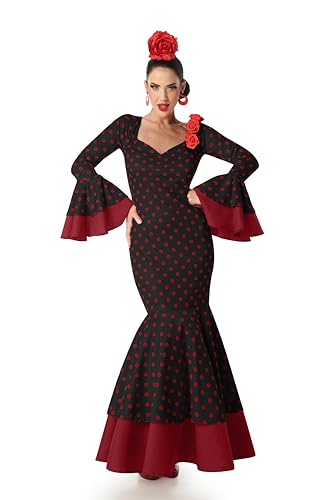 Kimokawaii DISFRAZ DE FLAMENCA NEGRO LUNAR ROJO Talla XL