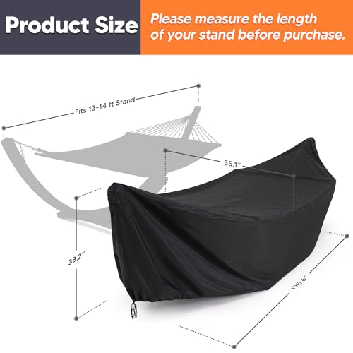 Image of SUNCREAT Hammock Cover, Water-Resistant Polyester Hammock Stand Cover for 14ft Arc Stand, Black