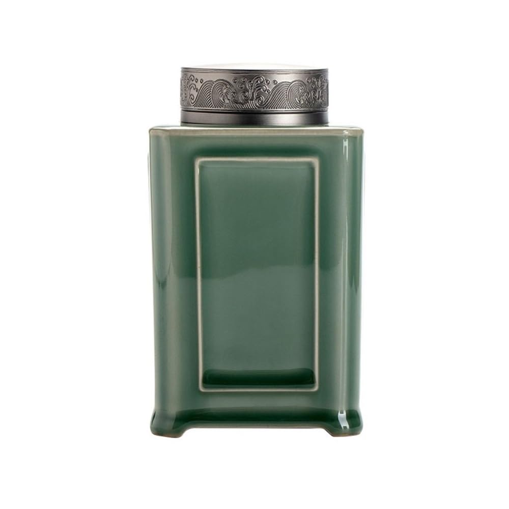 CHENGAIJIAN Tea Canister Chinese Celadon Tea Canister Ceramic Warehouse Household Puerh Sealed Storage Jar