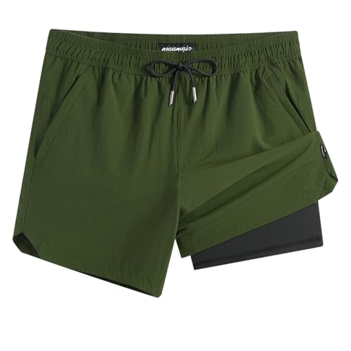 Image of maamgic Mens Swim Trunks 5 inch with Compression Liner Stretch Quick Dry Swim Shorts Swimming Trunks Bathing Suits