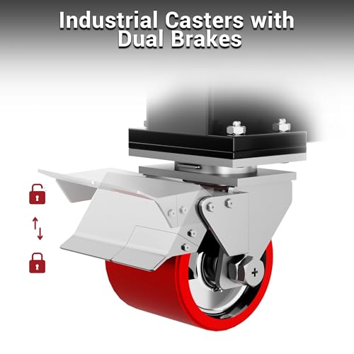 BSMTEK 2 Ton Gantry Crane 4500lbs Capacity, 2026 Upgraded Adjustable Height (8.53-12.47 FT), Width (6.56 FT), Steel I-Beam Construction, Portable Shop Hoist for Factories, Warehouses, Auto Repair, Red