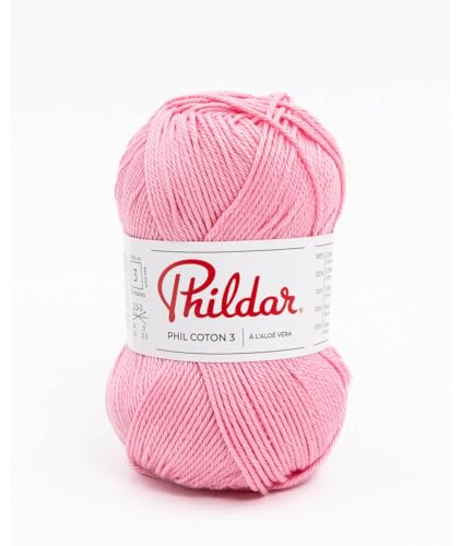 Fil coton à tricoter PHIL COTON 3 - Phildar - PPSC - certifié Oeko-Tex, Guimauve Rose