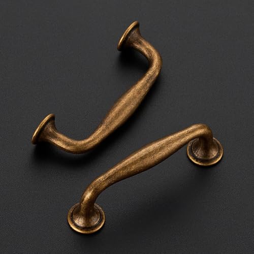 Image of Ravinte 10 Pack 3 Inch Antique Brass Kitchen Cabinet Handles Solid Zinc Alloy Cabinet Pulls Cupboard & Drawer Handles