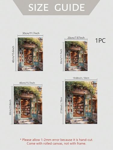 Bibliothèque botanique affiche sur toile 80x110 cm avec cadre