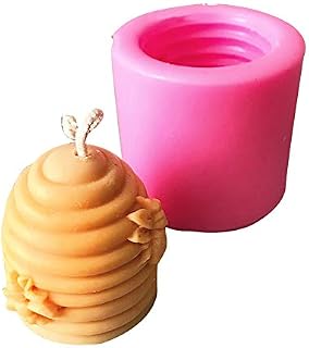 3D Bee Honeycomb Candle Molds, Cake Decorating Fondant Chocolate Candy Baking Mould, Homemade Soap Making Mould, for DIY Decoration 5.9×5.9×5.9cm (A)