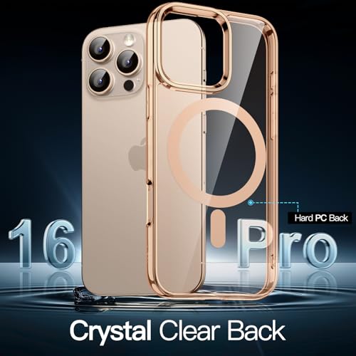 Image of JETech Magnetic Cover Case for iPhone 16 Pro 6.3-Inch Compatible with MagSafe, Shockproof Phone Bumper Cover, Anti-Scratch Clear Back (Desert)