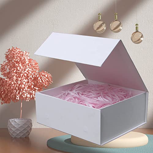 Image of Rsgift 5 Pack of Gift Box,11x7.8x3.5 Inches Gift Boxes with Lids,White Gift Box for Valentines Day,Magnetic Closure Gift Boxes for Presents,Birthday Christmas,Thanksgiving Day
