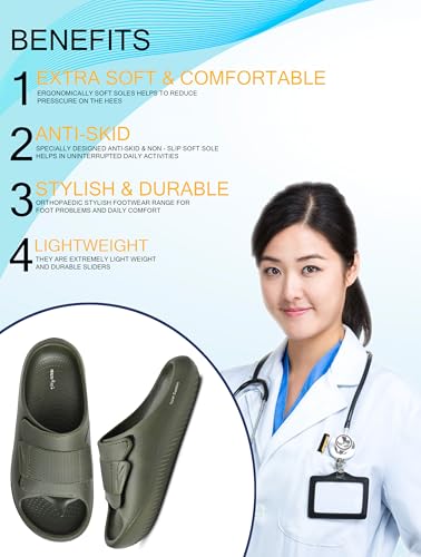 Image of HEALTH FIT Extra Soft Premium Classic Cushion Sliders /Slippers with Cushion FootBed for Adult & Comfortable Light Weight Anti-SkidWaterproof Stylish Flip Flops for Men's HF152
