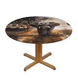 Matériau : nos nappes rondes M à motif éléphant tropical africain sont fabriquées en tissu polyester avec une impression sur toute la largeur d'un seul côté. Ils sont élastiques et protègent votre table de salle à manger des rayures et des taches.