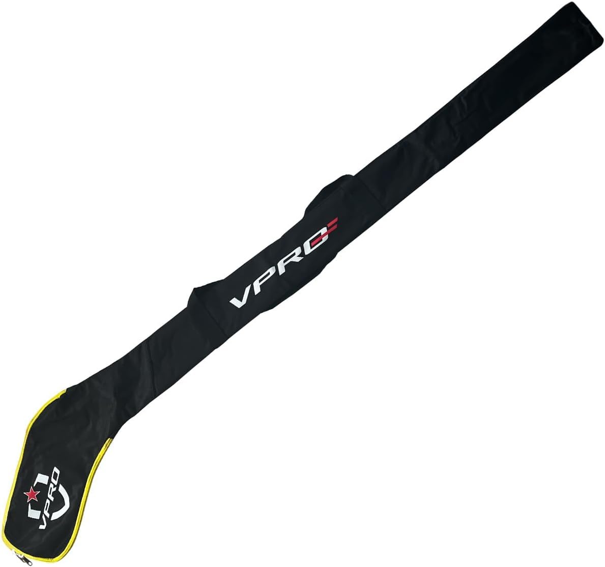 VPRO Borsa per racchette da hockey, borsa per attrezzatura sportiva regolabile, colore nero, con bordo giallo, per interni ed esterni