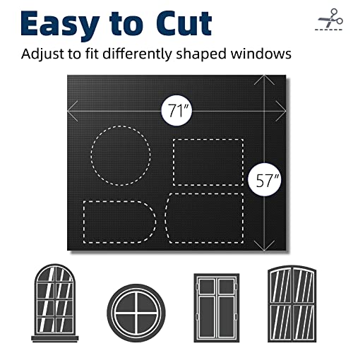 Nighton Portable Blackout Curtains 71"×57" Strong Hook And Loop Tape Strips With Adhesive,Blackout Shades That Can Be Cut,100% Blackout Material Blackout Blinds For Baby Nursery Or Travel Use-Black #TOP4