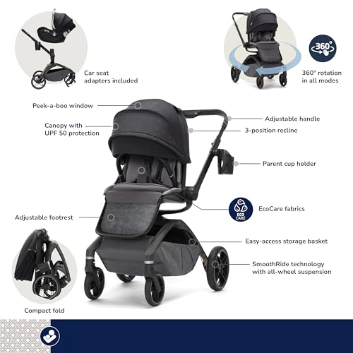 Image of Maxi-Cosi Tana 360 Rotating Modular Stroller, Stroller and Car Seat Combo Travel System, Onyx Heritage