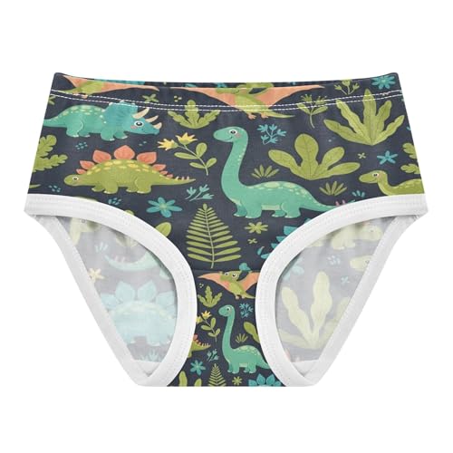 Joisal Cute Dino Jungle Navy Toddler Underwear Floral Cotton Girl Panties Cute Bright Briefs Girls Undies 5T