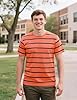 COSAVOROCK Mens Striped T Shirt Short Sleeved Orange and Black Stripe Shirts L #2
