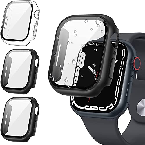 wlooo [3pièces] Coque pour Apple Watch Series SE 2022/6/5/4 Film Protection Écran 40mm 44mm Case de Complète, Verre Trempé Dur PC Étui de Protecteur Antichoc Housse pour Femmes Hommes Cover (40mm)