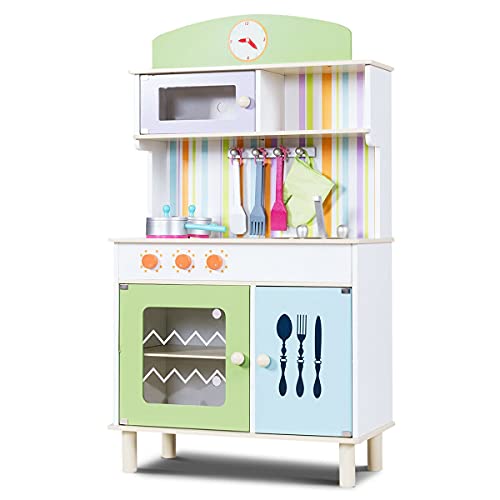 Kinderküche Spielküche Holz Kinderspielküche Spielzeugküche Spielzeug Holzküche HUIJK (Color : Grün)