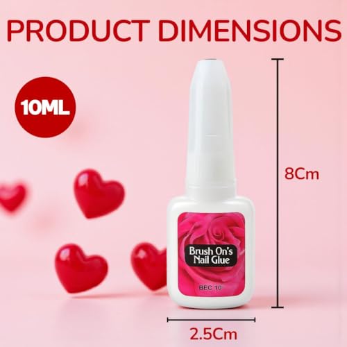 Image of RIANZ Super Strong Nail Glue for Press On Nails, 10ml Brush On Nail Glue for Acrylic Nails, Fake Nails & Nail Tips & Extension Durable & Long-Lasting, Easy Application, Mess-Free & Travel-Friendly (1)
