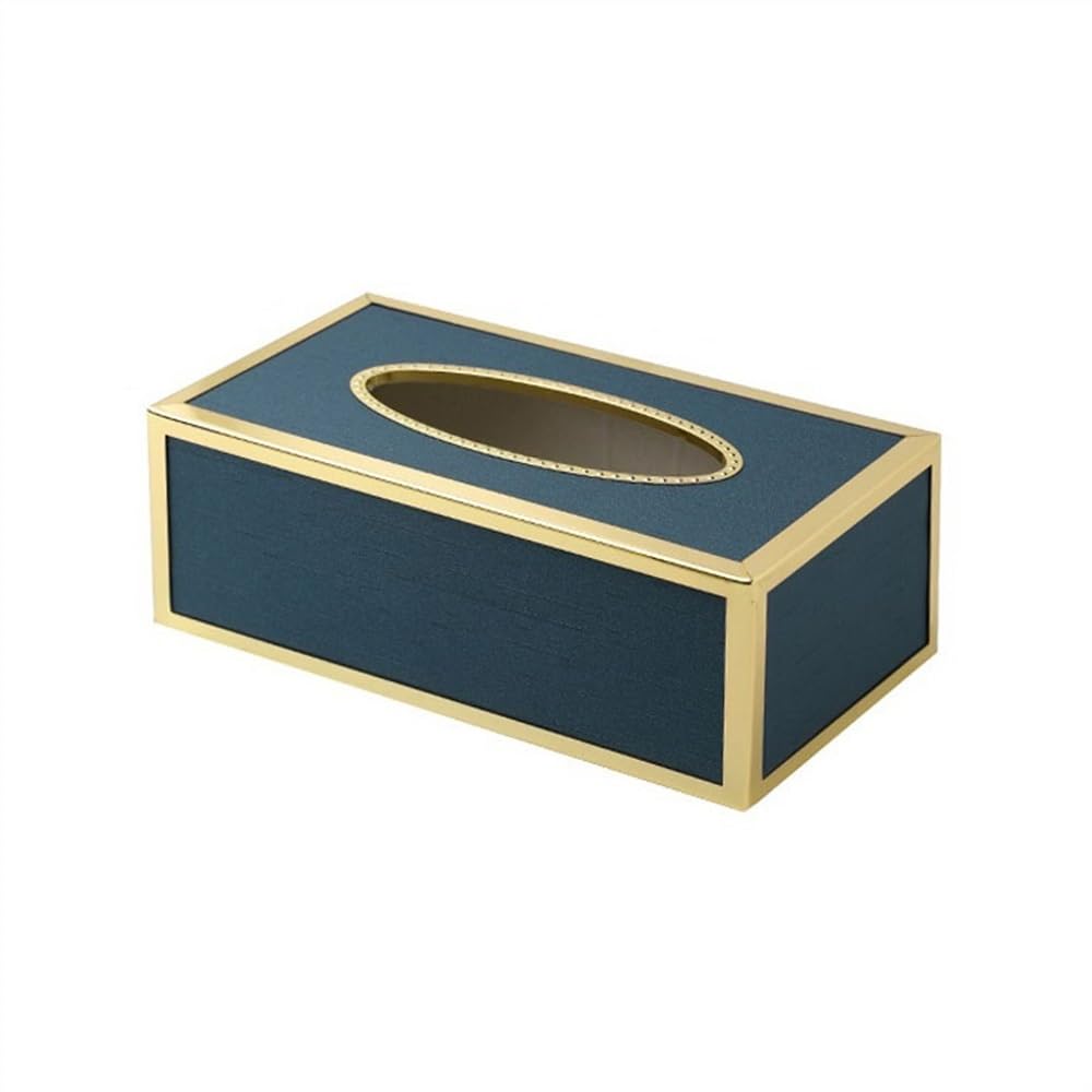 Kw3ns8bp5r Blue Tissue Case Rectangular Napkin Box Living Room Creative Light Luxury Leather Tissue Coffee Table Drawer Tissue Dispenser(Blue)
