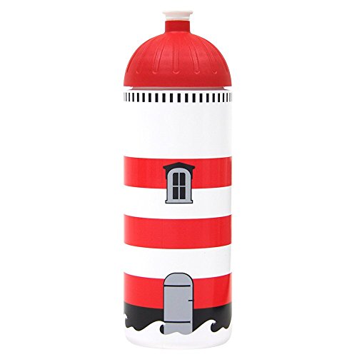 Original ISYbe Marken-Trink-Flasche für Klein-Kinder, 500 ml, BPA-frei, Leuchtturm-Motiv für Mädchen & Jungen, für Schule-Reisen-Kita-Kiga-Outdoor,