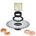 All-in-one Shower Kit: 48x60 Center Shower Pan (Tray), 2 inch PVC flange and 4 Inch Shower Drain Cover in Contour Design with Brushed Brass Finish (KD4GRKAMGB Grate)