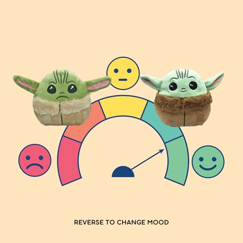 Image of Fusked Flufies Reversible Yoda Plush Stuff Toys for Kids - Show Your Mood with Star Wars Baby Yoda Soft Toy - Washable and Safe Baby Doll for Birthday Gift