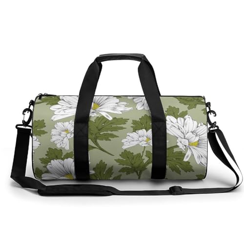 Sac de sport gym voyage week-end camping randonnée chrysanthème blanc duffel
