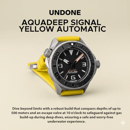 Image of UNDONE Aquadeep Automatic Dive Watch for Men 43mm 500M Water Resistance Wristwatch Diver for Men with Rubber Strap